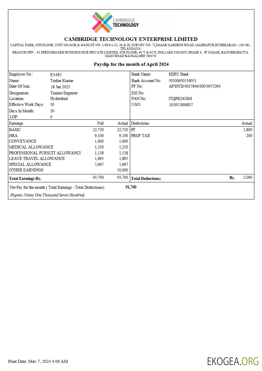 Modèle de fiche de paie de Cambridge Technology Enterprises aux formats Word et PDF.pdf, 1